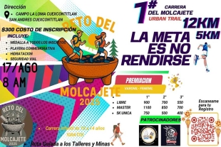 El recorrido de 5K y 12K llevará a los corredores por los paisajes de Jicaltepec, los talleres artesanales de molcajetes y la ex hacienda de San Diego Linares