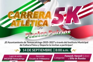 Atletas listos para la Carrera Atlética 5K de Fiestas Patrias en Temascalcingo