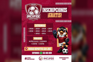 Inscripciones abiertas para la Liga IMCUFIDE Chicoloapan 2026 en la Unidad Deportiva San José.