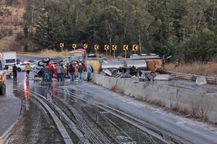 Vuelca pipa en la Acambay- Atlacomulco