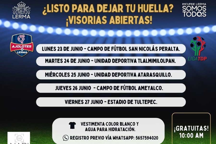 Todos los entrenamientos están programados para iniciar en punto de las 10:00 de la mañana.