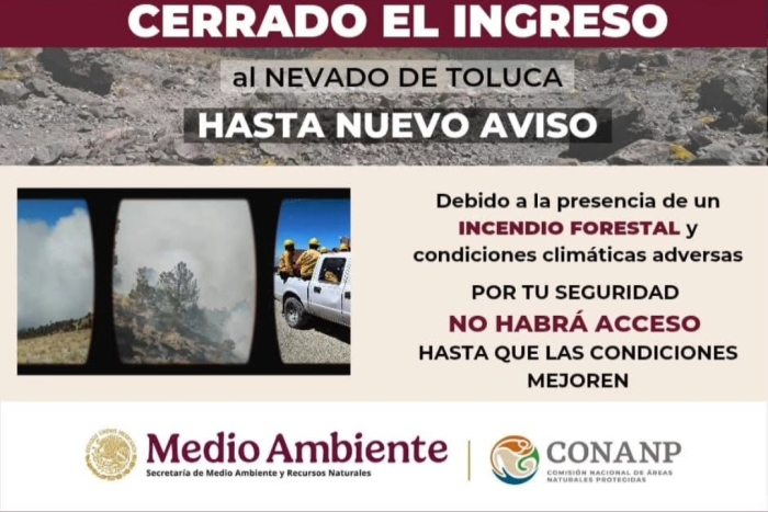 La dependencia precisó que el ingreso al área permanecerá cerrado hasta que las condiciones mejoren
