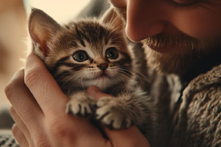 Gato maúlla mientras saluda, conducta que —según un estudio reciente— varía según si la interacción es con hombres o con mujeres.